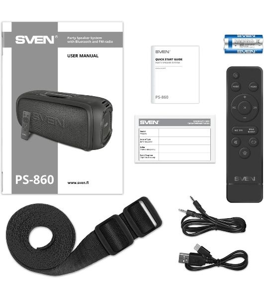 Портативная колонка SVEN PS-860 черный 100W 1.0 BT/3.5Jack 5400mAh