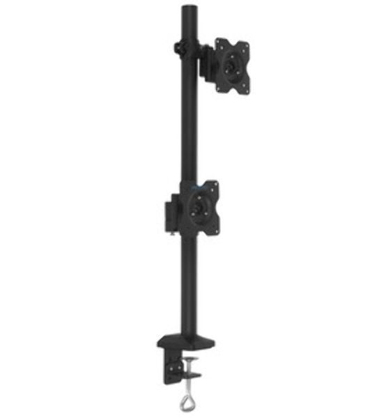 Настольное наклонно-поворотное крепление Kromax OFFICE-5, для 2-х LCD мониторов 13"-32", 5 ст. свободы, 3D вращение, VESA 75/100, max 2х6 кг GREY