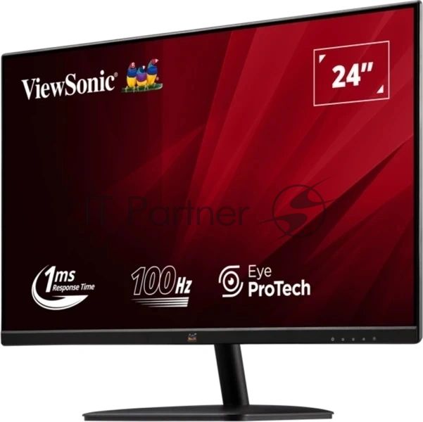 Монитор 23.8" ViewSonic VA2432-H-2 IPS 1920x1080, 75 Гц, 1 мс (MPRT), 16:9, 250 кд/м², VGA, HDMI 1.4, 3.5 Jack, HDR10, FreeSync, черный