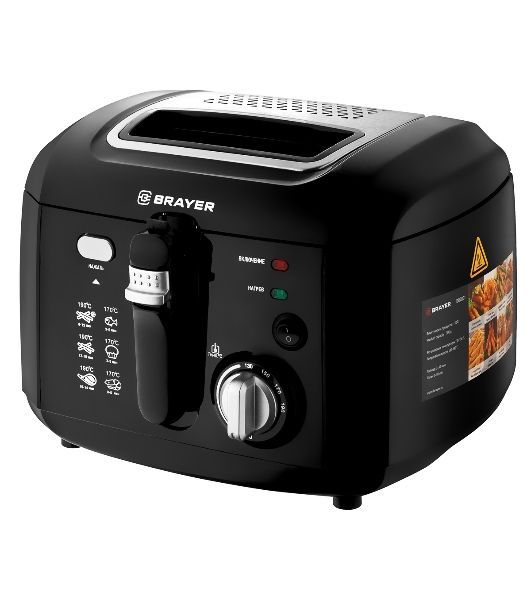 Фритюрница BRAYER BR2836 чёрный, 1800 Вт, 2.5 л, 0.5 кг, съёмная чаша, антипригарное покрытие