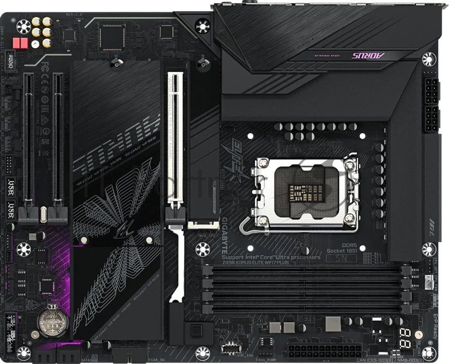 Материнская плата Gigabyte Z890 AORUS ELITE WIFI7 PLUS, LGA1851, Intel Z890, 4xDDR5, 4xSATA, 1xPCIe 5.0 x16, 2xPCIe 4.0 x4, 1xDisplayPort, 1xUSB4 Type-C, 1x 5Gb LAN, 2xUSB 3.2 Gen 2, 3xUSB 3.2 Gen 1, 4xUSB 2.0, 2x3.5 мм, 7.1, ATX
