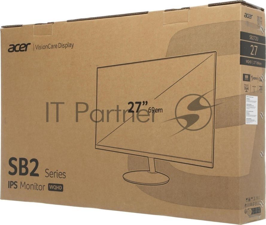 Монитор 27" ACER Vero SB272UP1bmipx Black (IPS, 2560x1440, 144Hz, 4 ms, 178°/178°, 250 cd/m, 1500:1, +xHDMI 2.0, +DisplayPort, +MM 2х1W, ExPSU)