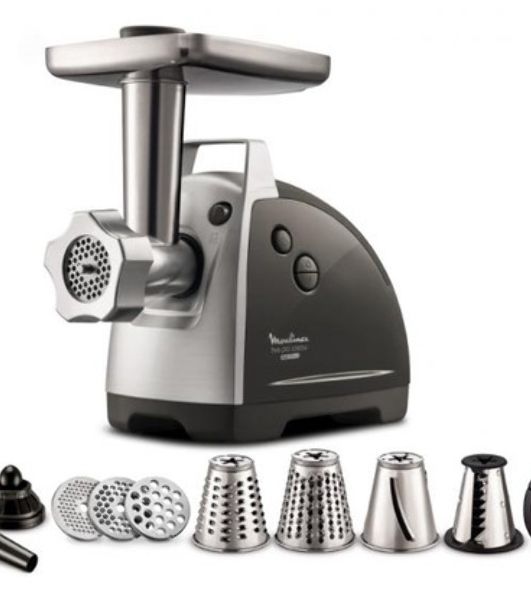Мясорубка электрическая Moulinex ME688832 черный, 2200 Вт, 4.5 кг/мин, реверс, насадки - 6