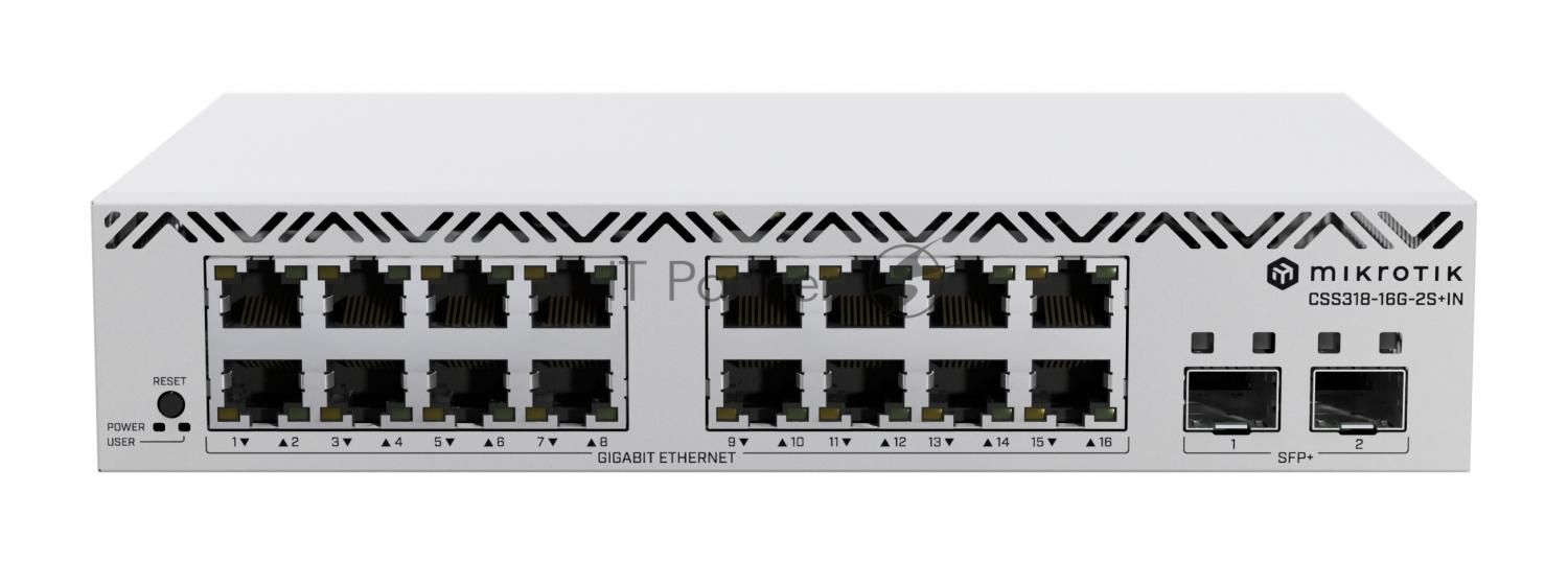 Коммутатор MikroTik CSS318-16G-2S+IN, 16×1 Гбит/с + 2×10 Гбит/с SFP+, управляемый