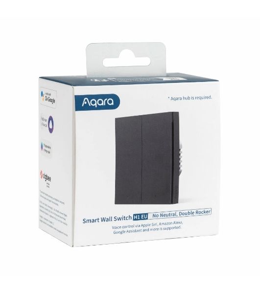 Выключатель двухклавишный без нейтрали Aqara Smart Wall Switch H1 EU (WS-EUK02 graphite)