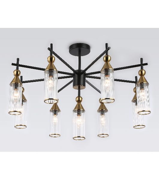 Люстра Ambrella light LH55258/9 BK/BS/CL черный/латунь/прозрачный E14*9 max 40W D770*530