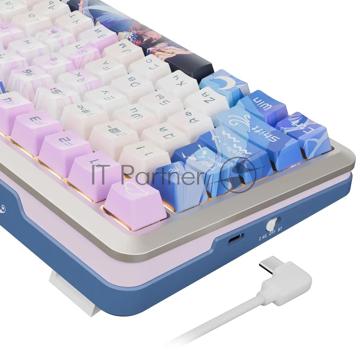 Клавиатура Redragon Flekact Pro гибридная, USB Type-A, Bluetooth, радиоканал, фиолетовый