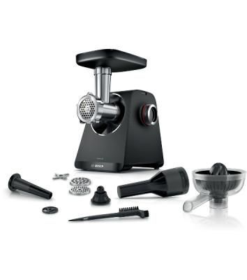 Мясорубка электрическая Bosch MFWS430B черный, 1900 Вт, 2.5 кг/мин, реверс, насадки - 6
