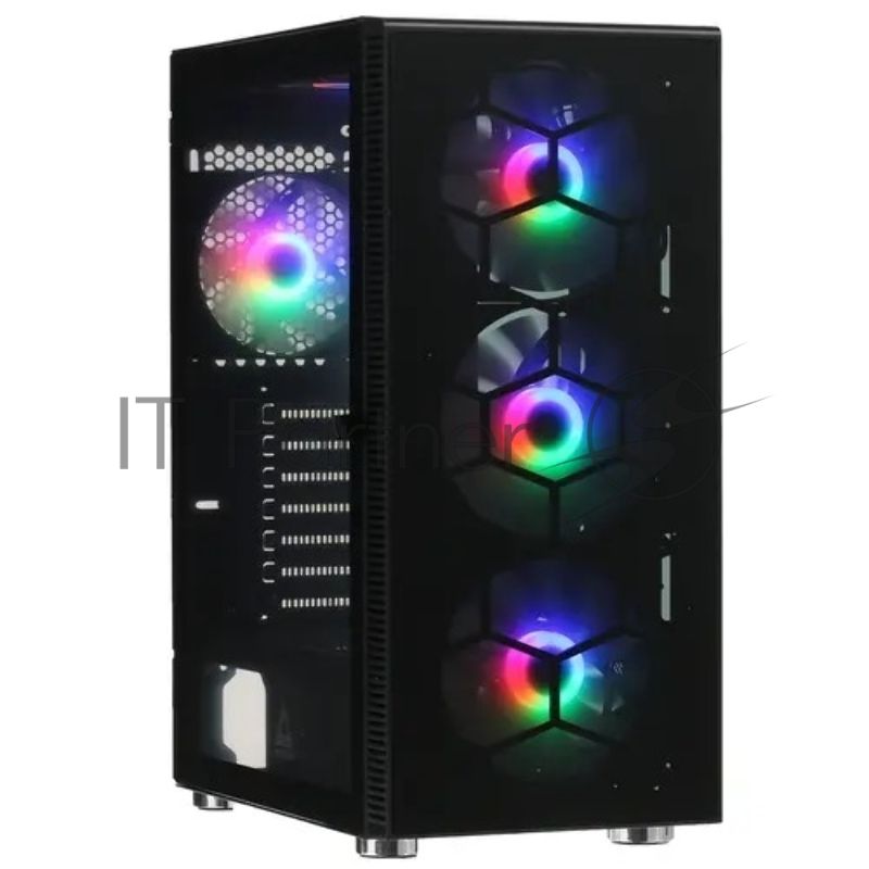 Компьютерный корпус Montech X3 GLASS, без БП, ATX 6x120мм 2xUSB 3.0 1xUSB3.1 audio bott PSU, черный