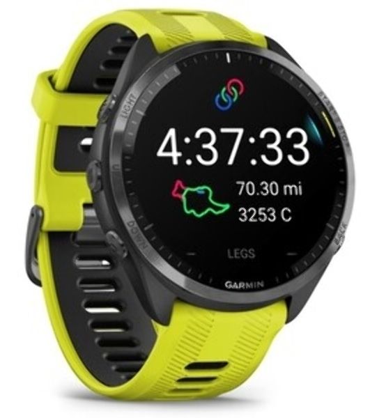 Умные часы Garmin Forerunner 965, 1.4" AMOLED, Wi-Fi, Bluetooth, NFC, GPS, 50м, черный / желто-черный