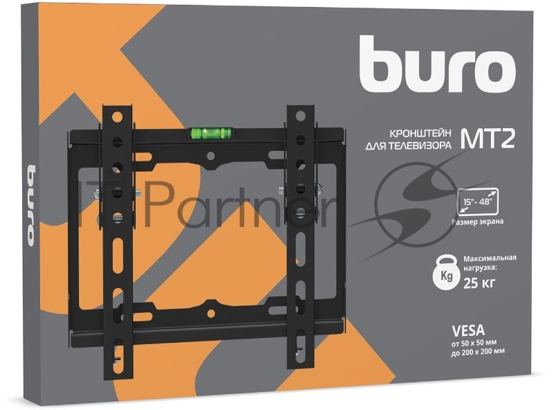 Кронштейн для телевизора Buro MT2 черный 15"-48" макс.25кг настенный наклон