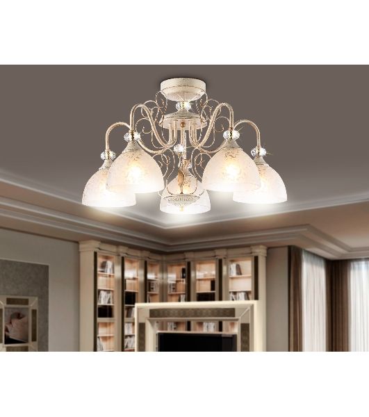 Светильник Ambrella light TR3057/5 BG/GD/FR бежевый/золото/белый матовый E27/5 max 40W D600*380