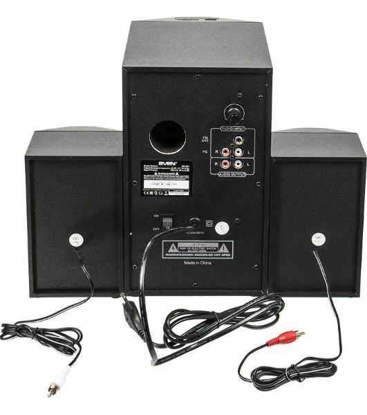 Колонки SVEN AC MS -304, черный Акустическая система, беспроводная передача сигнала по Bluetooth, суммарная мощность (RMS), Вт - 40, выходная мощность (RMS), Вт - сабвуфер: 20, сателлиты: 20 (2 х10), частотный диапазон, Гц - сабвуфер: 40 – 150, сателлиты: