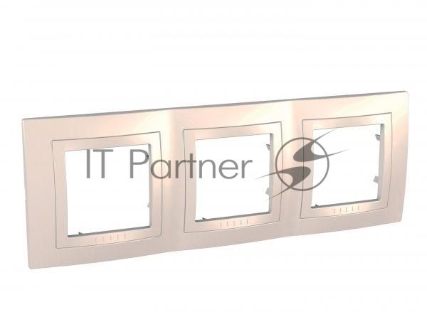 Рамка Schneider-electric MGU2.006.25 UNICA с декоративным элементом, 3-постовая, бежевая
