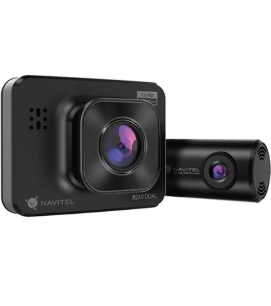 Видеорегистратор Navitel R250 DUAL DVR, 1920x1080, 2", с камерой заднего вида, G-сенсор, датчик движения