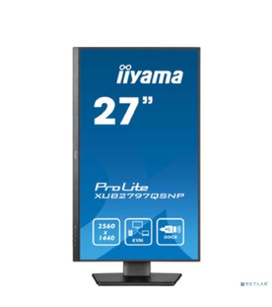 Монитор 27" Iiyama ProLite XUB2797QSNP-B1 IPS QHD, 100 Гц, 1 мс (MPRT), 16:9, 300 кд/м², HDMI 2.0, DP 1.4, USB-C (96 Вт PD), встроенные динамики (2x2 Вт), KVM-модуль, поворотная подставка, черный