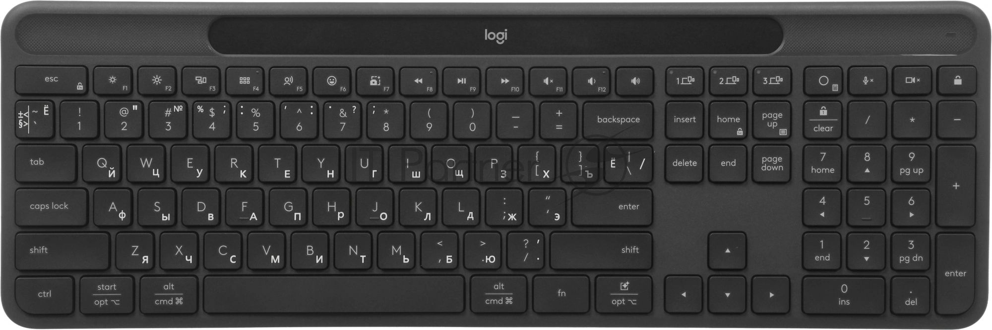 Клавиатура Logitech Signature Slim Solar K980 беспроводная, Bluetooth, серый