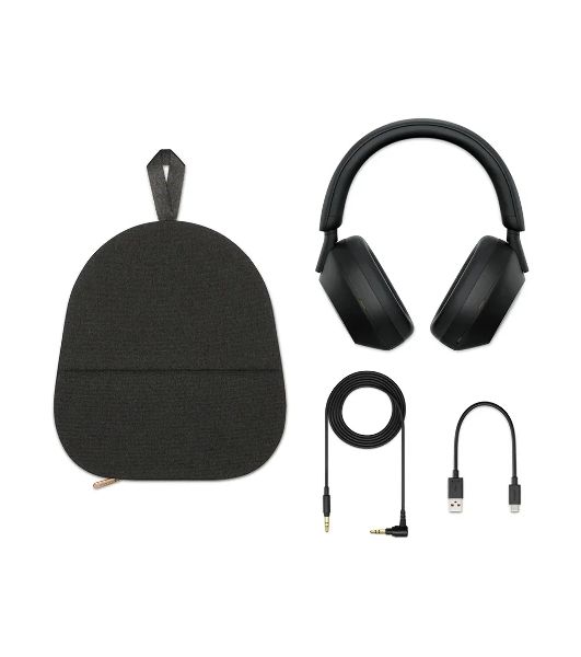 Беспроводные/проводные наушники Sony WH-1000XM5 черный, полноразмерные, Bluetooth + проводной, активное шумоподавление, до 30 ч