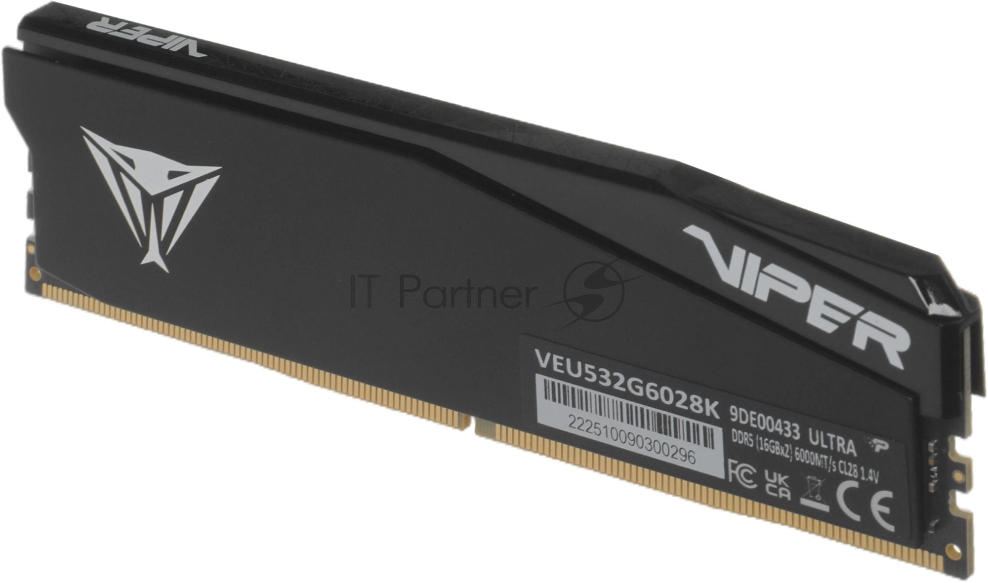 Оперативная память Patriot Viper Elite 5 Ultra, DDR5, 32GB (2x16GB), 6000 MHz, CL28, с радиатором, чёрный