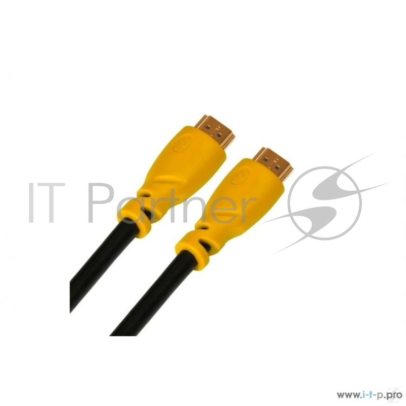 Кабель Greenconnect5.0m HDMI версия 1.4,черный, желтые коннекторы, OD7.3mm, 30/30 AWG, позолоченные контакты, Ethernet 10.2 Гбит/с, 3D, 4K, экран