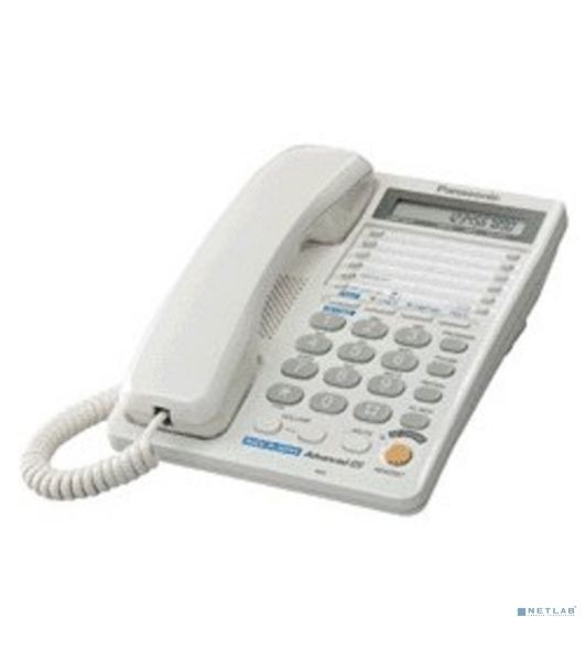 Телефон проводной Panasonic KX-TS2368RUW белый 2 линии, конференц-связь, спикер., 30 номеров памяти, ЖКД, Flash, часы