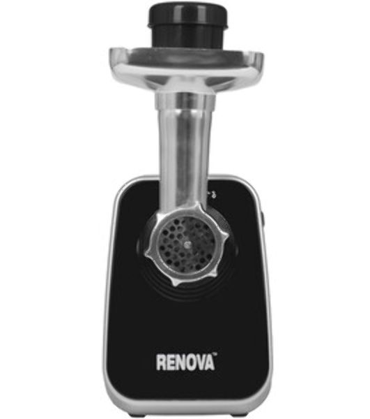 Мясорубка электрическая Renova MG260-R1BP черный, 2600 Вт, 2.5 кг/мин, реверс, защита от перегрузки, металлический лоток, насадки - 7