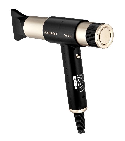 Фен-мультистайлер BRAYER BR3308 черный/золотистый, 2000 Вт, 25/32 мм