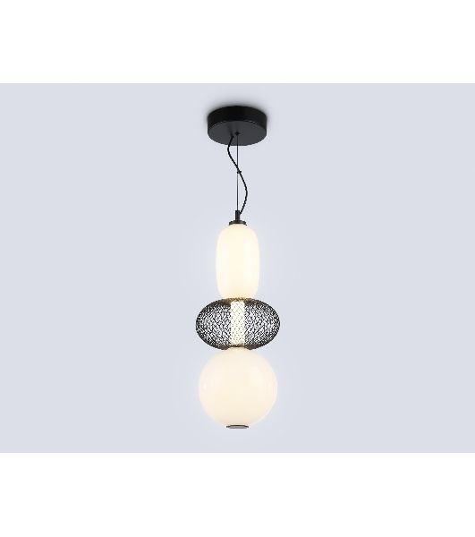 Подвесной светодиодный светильник Ambrella light LH11008 BK/FR черный/белый матовый 24W 3000K D220*570