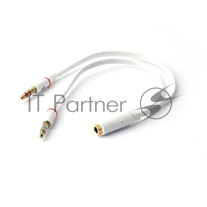 Кабель аудио Cablexpert CCAB-02-35F2M-0.2MB. 3.5 Jack 4pin(F)/2х 3.5 Jack(M) наушники и микрофон, черный, 0.2м, блистер