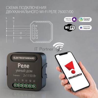 76007/00 реле Умный дом черный 2 канала * 1150W