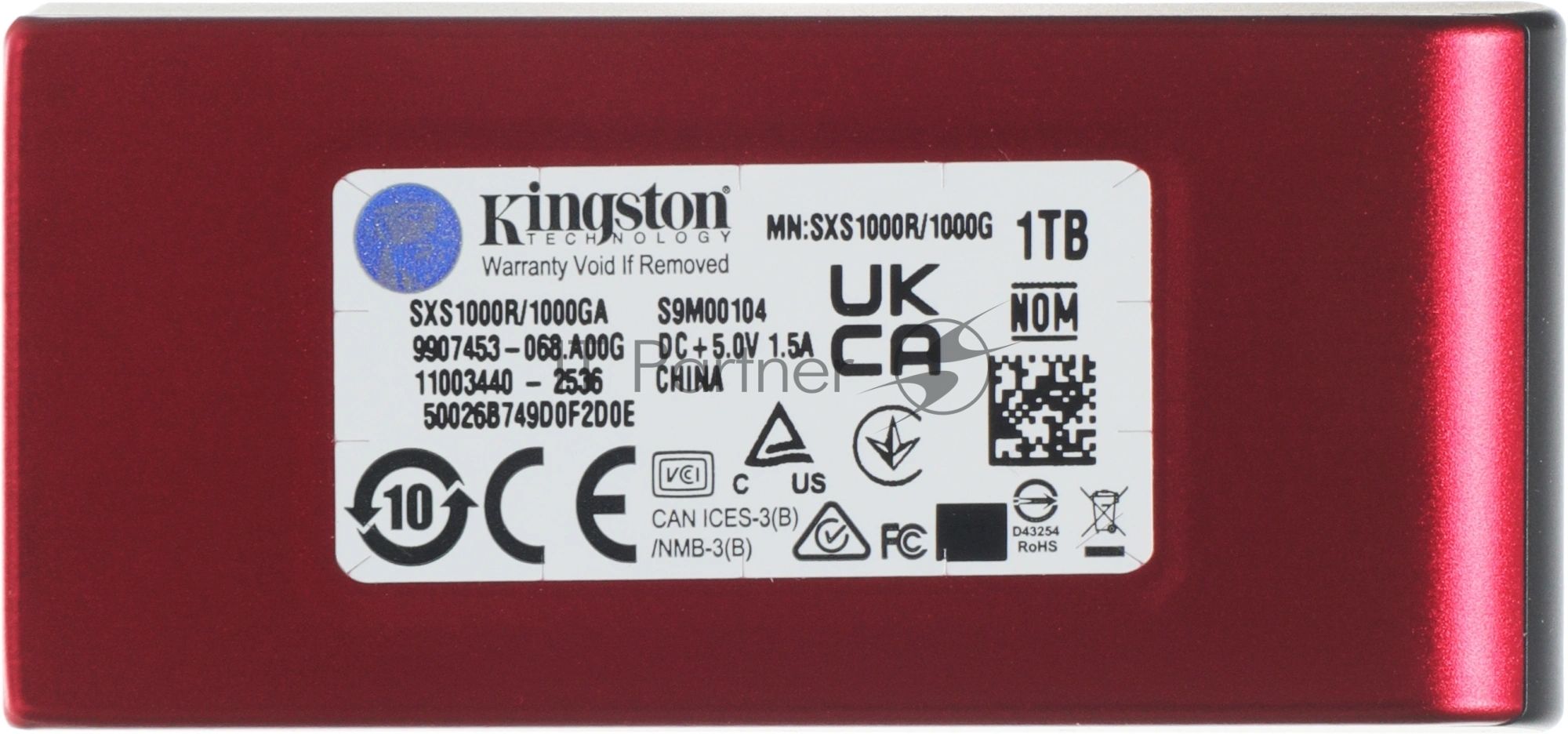 Внешний SSD Kingston XS1000, 1TB, USB 3.2 Gen 2 Type-C, R/W 1050/1000, красный