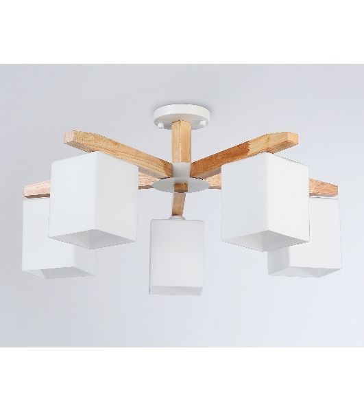 Светильник Ambrella light TR83118/5 WH/LW белый/светлое дерево E27/5 max 40W D700*325