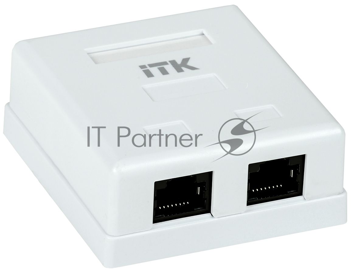Настенная информационная розетка RJ45 8P8C, кат.5Е UTP, 2-порта, белая