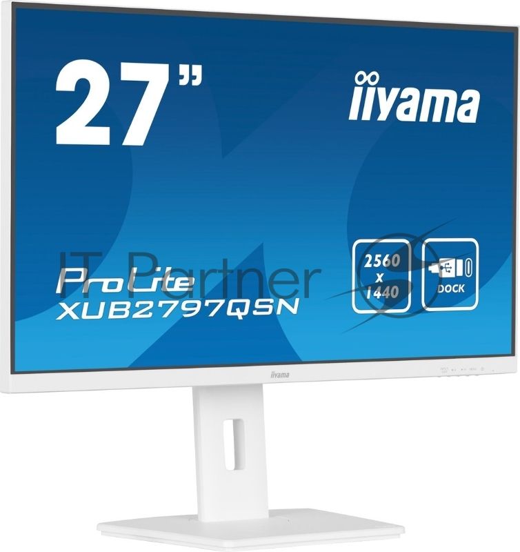 Монитор 27" Iiyama ProLite XUB2797QSN-W1 IPS 2560x1440, 100 Гц, 1 мс, 16:9, 250 кд/м², 1xHDMI, 1xDP, 3xUSB, 1xUSB-C, 1x3.5 мм, 2x2 Вт, белый