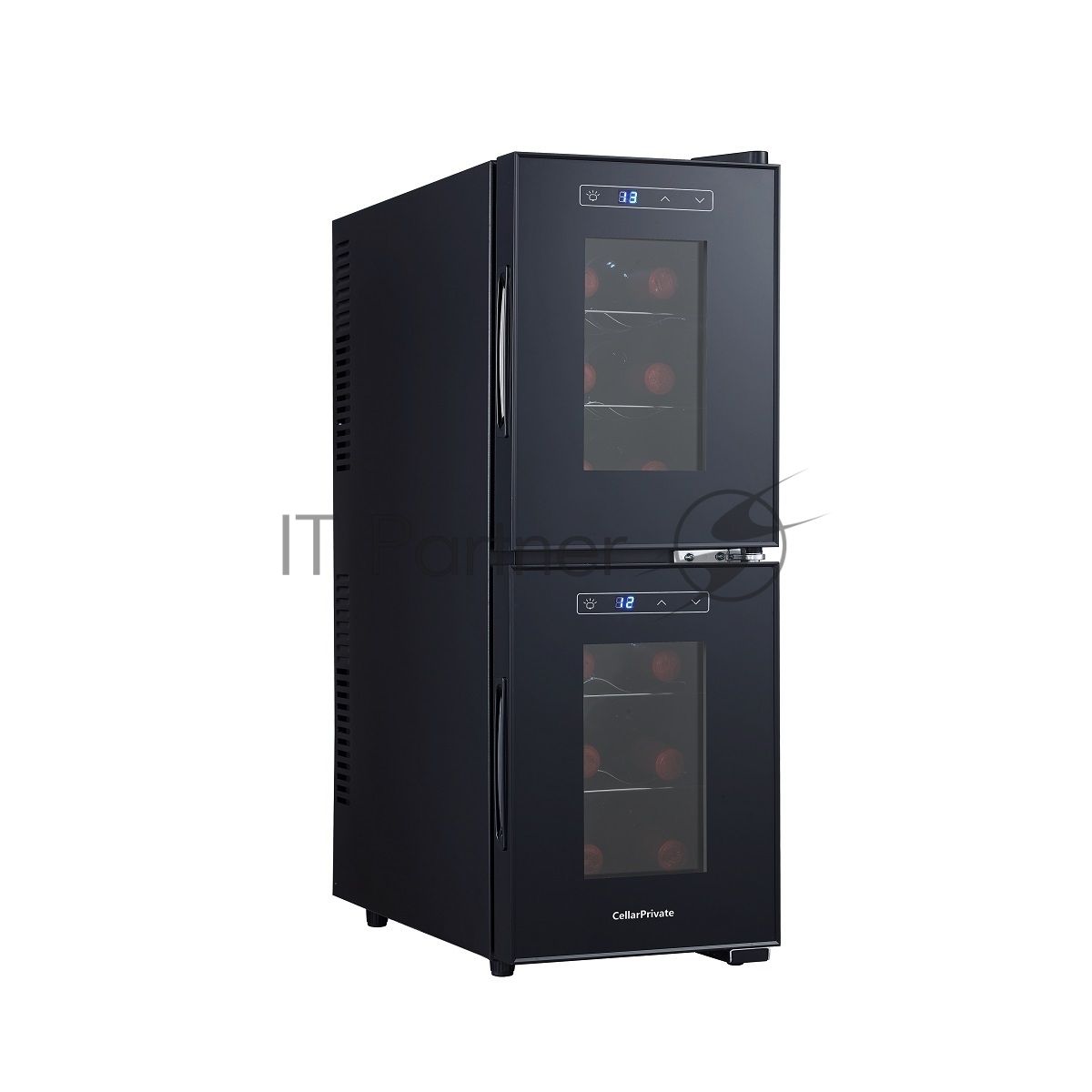 Винный шкаф CellarPrivate CP012-2Е черный, 32 л, 2 отсека, 12 бут.