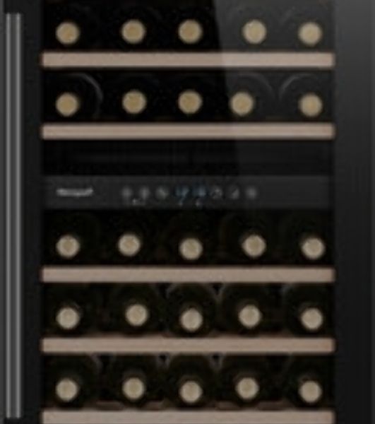 Винный холодильник Weissgauff WWC-77 DB DualZone черный, 2 отсека, 77 бут., класс G