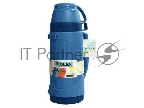 Термос Diolex DXP-600-B, пластиковый со стеклянной колбой, 600 мл, синий