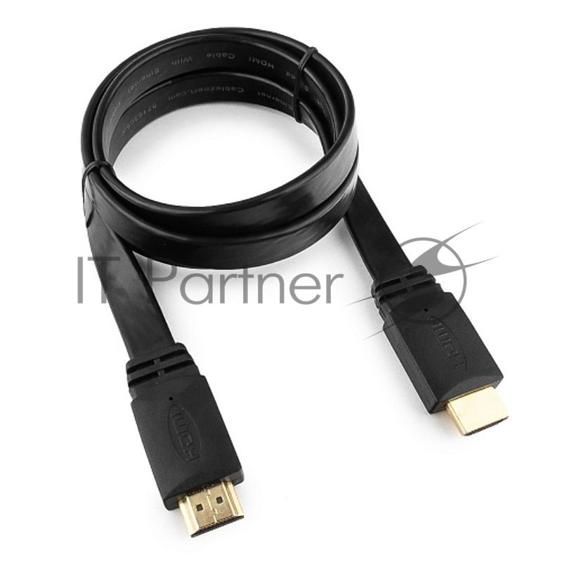Кабель Cablexpert HDMI CC-HDMI490-15, 19M/19M, v2.0, медь, позол.разъемы, экран, плоский кабель, 1м, черный, пакет