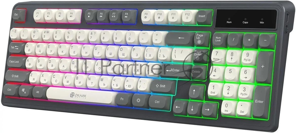 Клавиатура Oklick 731G проводная, USB Type-A, серый/белый