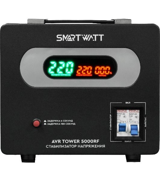 Напольный стабилизатор напряжения SMARTWATT AVR TOWER 5000RF (140W - 260W, 5000VA, 5 кВт, 50-60 Гц, LED-дисплей, релейны