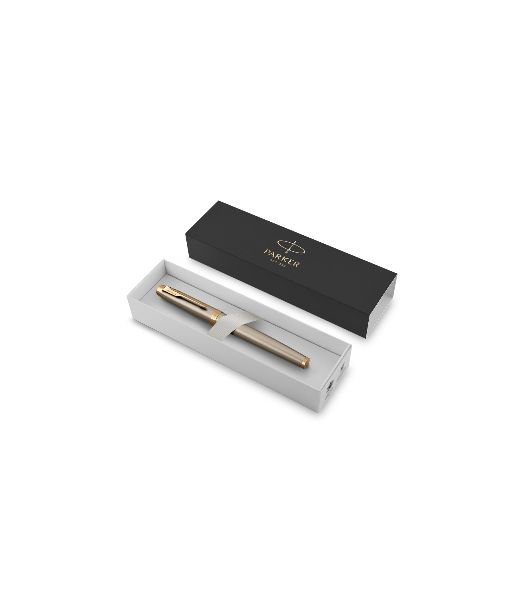 Ручка роллер Parker IM Core T321 (CW1931663) Brushed Metal GT, F, черные чернила, подарочная коробка