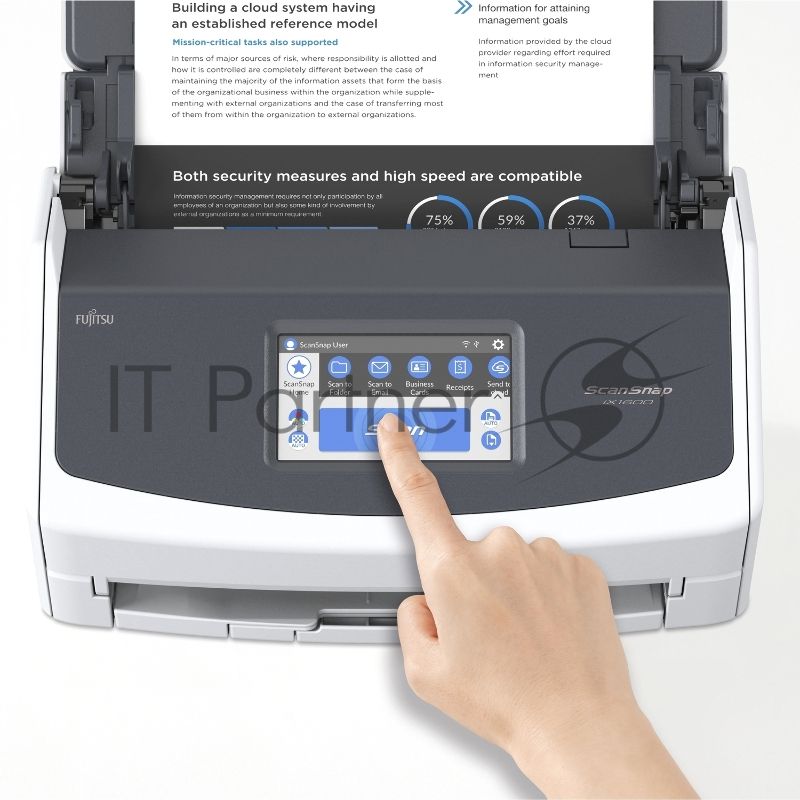 Документ сканер Fujitsu ScanSnap iX1600 А4, двухсторонний, 40 стр/мин, автопод. 50 листов, сенсорный дисплей, Wi-Fi, USB 3.2