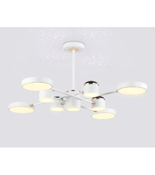 Люстра светодиодная на штанге Ambrella light FL51627/9+4 WH/FGD белый/золото 132W 3000-6000K D850*370 (без ПДУ)
