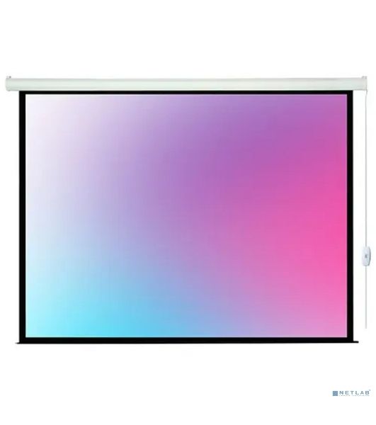 Экран с электроприводом Lumien LEC-100118 Eco Control 137x192 см (раб. область 104х186 см) (84") Matte White, верх.кайма 30 см, черная кайма по периметру 16:9