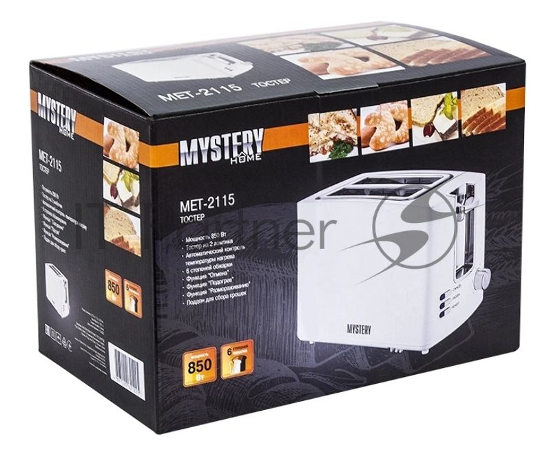 Тостер Mystery MET-2115 850 Вт, белый