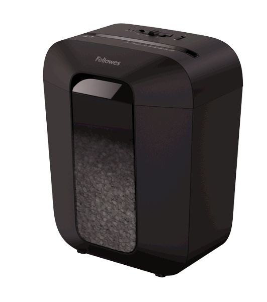 Шредер Fellowes PowerShred LX50 черный (секр.P-4)/перекрестный/9лист./17лтр./скрепки/скобы/пл.карты