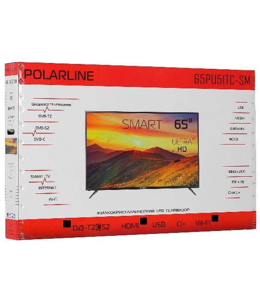 Телевизор PolarLine 65" 65PU51TC-SM черный LED UHD 60Hz Smart TV