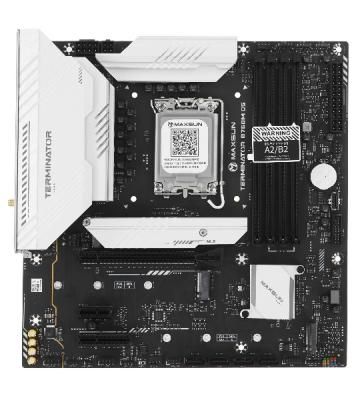 Материнская плата MAXSUN MS-Terminator B760M D5 WIFI 6E, LGA1700, Intel B760, 4xDDR5, 4xSATA, 3xM.2, 1xPCIe 5.0 x16, 1xPCIe 4.0 x4, 1xPCIe 3.0 x1, 1xHDMI, 1xDP, 1x2.5Gb LAN, Wi-Fi 6E, Bluetooth 5.3, 2xUSB-A 10Gbps, 6xUSB-A 2.0, 3x3.5 мм, 5.1, mATX