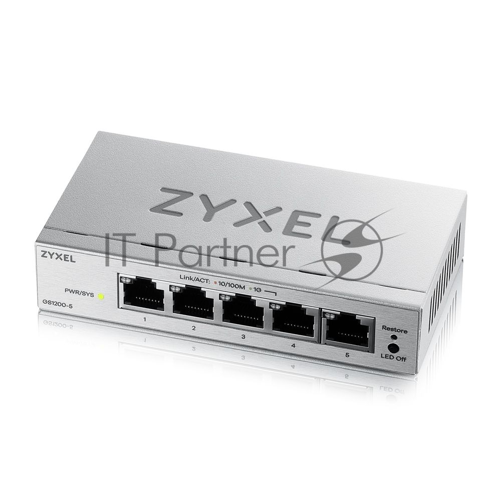 Коммутатор ZYXEL GS1200-5V3-EU0101F, 5×1 Гбит/с, управляемый