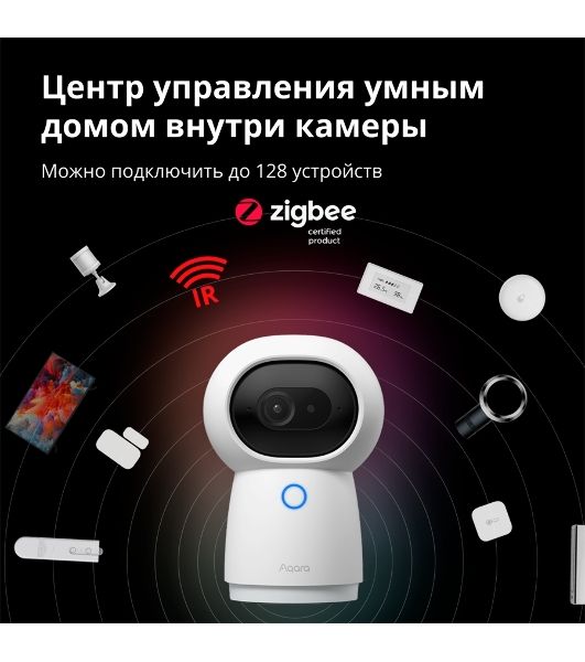 Камера AQARA Camera Hub G3/Камера+ управления/Управление жестами/Камера 360/2K 2304х1296p/Протокол связи:Zigbee/WiFi/Питание:USB-C/белый CH-H03